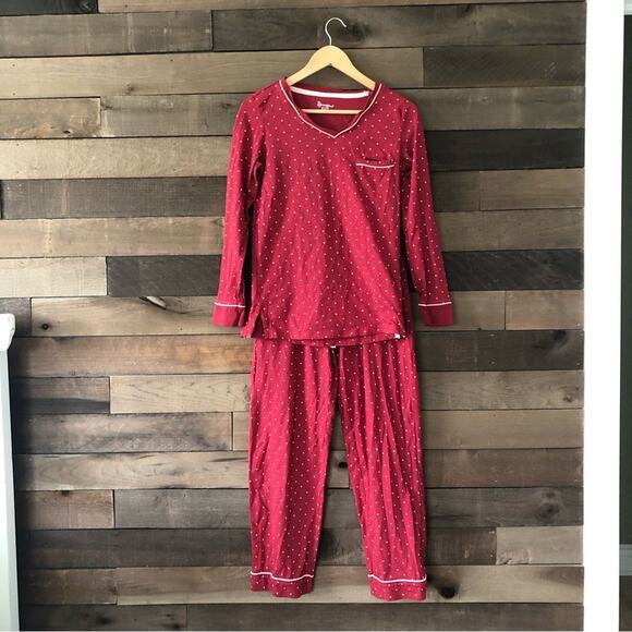 Pajamagram Women's Classic Polka Dot Jersey Pullover Pajamas in Red and Pink - Picture 2 of 8